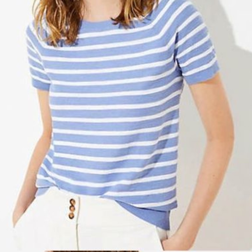 Loft Blue Striped Sweater